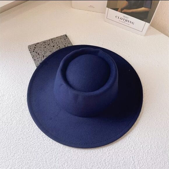 Other - Navy Blue Large Wide Brim Fedora Hat